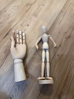 IKEA Wooden Artist Mannequin and Hand in Natural Wood